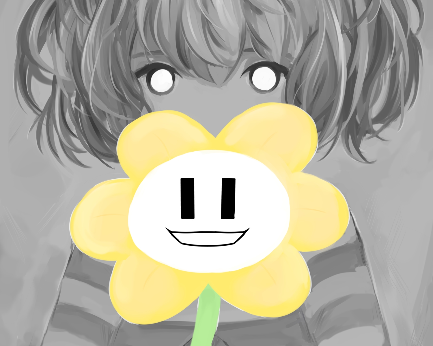 cropped, flowey_(undertale), frisk_(undertale), polychromatic, pupu_(deency), undertale