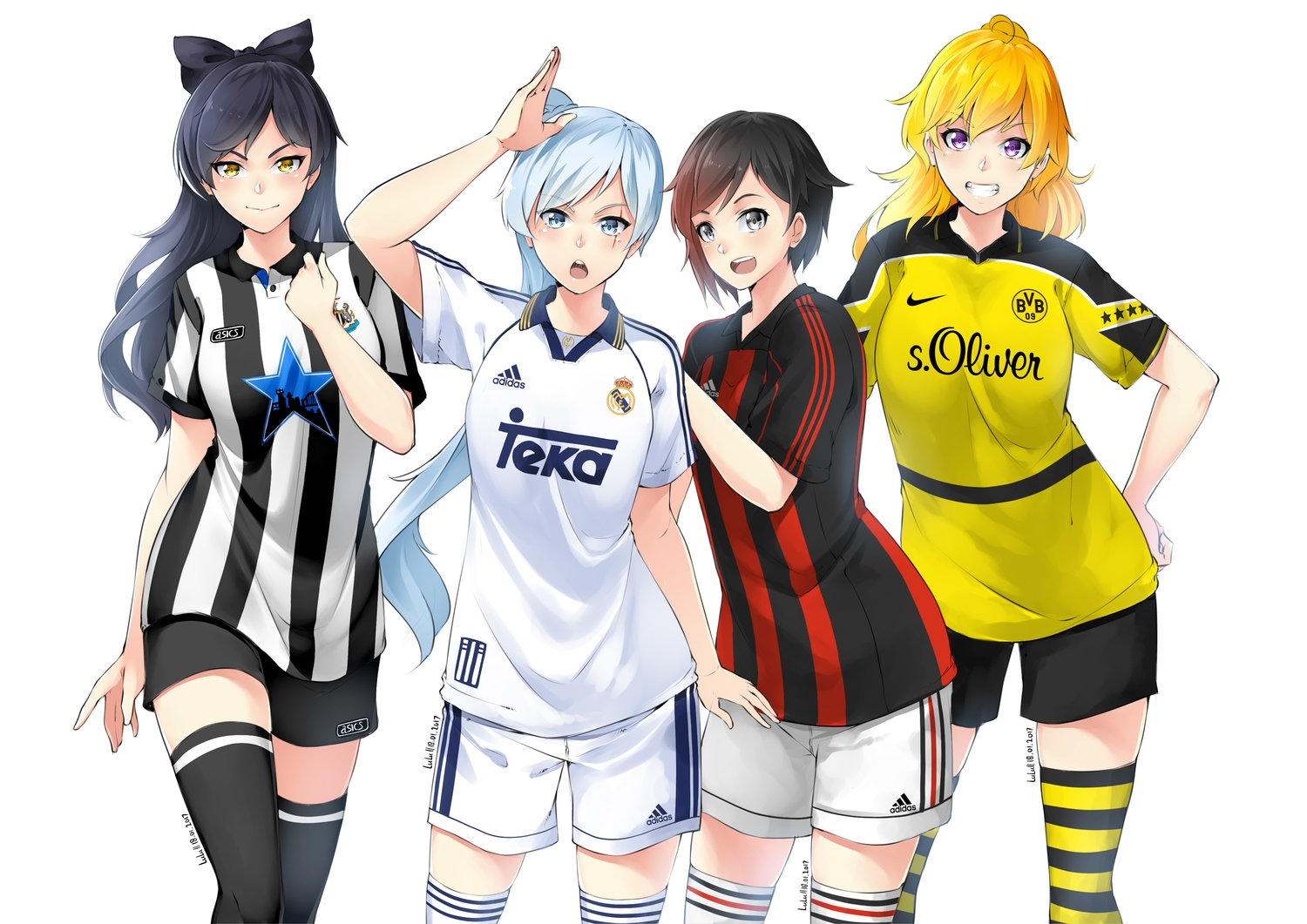 blake_belladonna, lulu-chan92, ruby_rose, rwby, shorts, soccer, sport, thighhighs