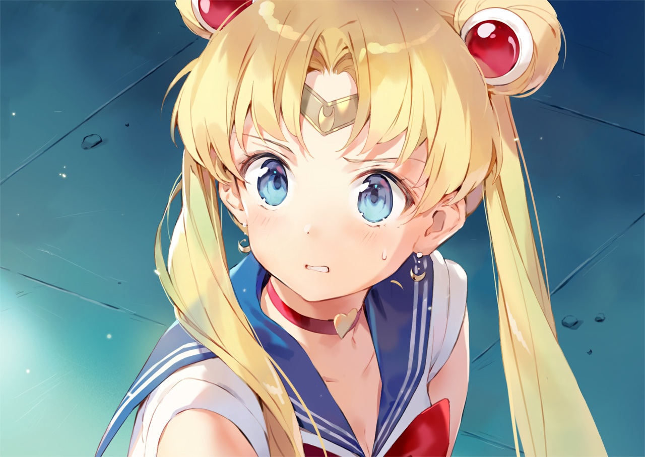 blonde_hair, blue_eyes, choker, close, gilse, headband, long_hair, parody