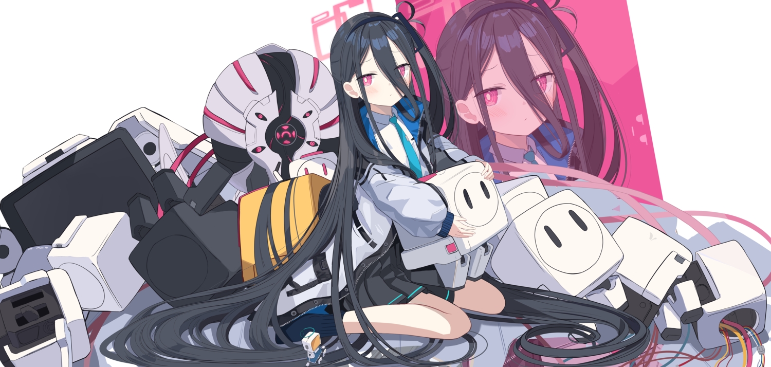 black_hair, blue_archive, blush, force_(fossan_01), halo, headband, kei_(blue_archive), long_hair