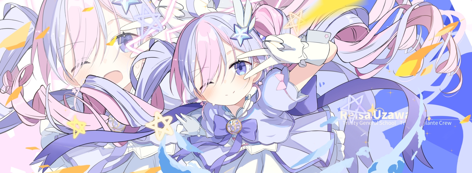 blue_archive, blush, bow, dress, force_(fossan_01), gloves, halo, loli