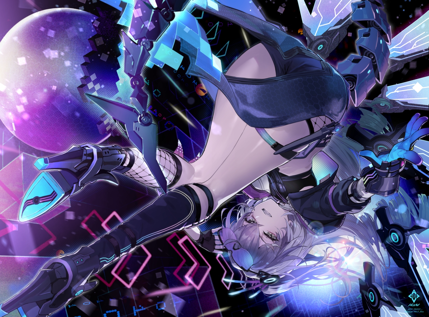 fang, garter, gloves, goggles, gray_eyes, gray_hair, honkai_(series), honkai:_star_rail