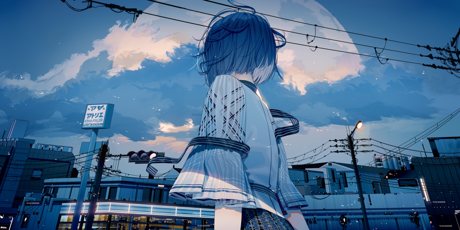 atha, blue, building, city, close, clouds, moon, original