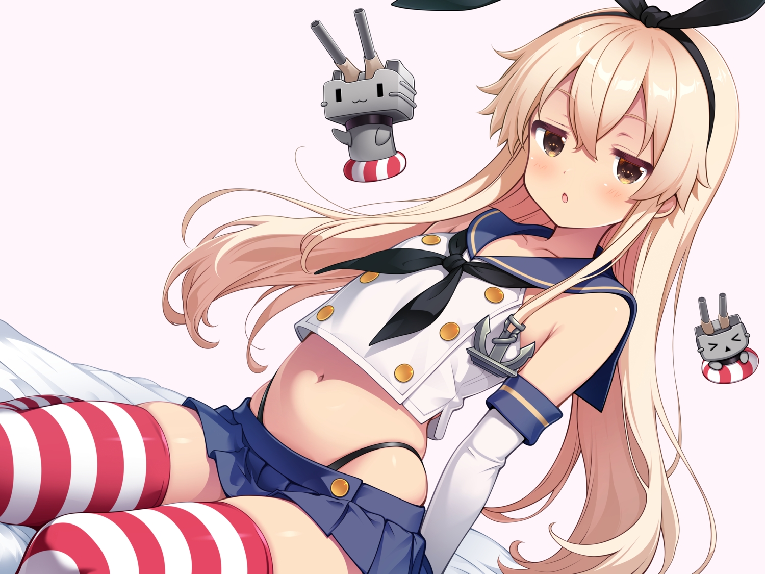 anthropomorphism, blonde_hair, blush, brown_eyes, elbow_gloves, flat_chest, gloves, gun