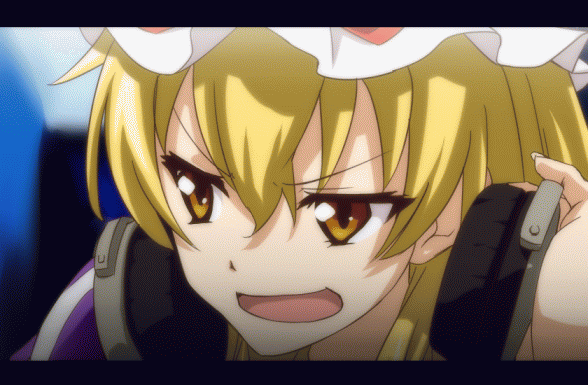 1boy, 6+girls, animated, animated_gif, blanket, blonde_hair, blush, bow, brown_eyes, brown_hair, capelet, chair, closed_eyes, computer, contemporary, derivative_work, dress_shirt, glasses, grin, hat, headphones, hieda_no_akyuu, kitashirakawa_chiyuri, laptop, lavender_hair, letterboxed, long_hair, maribel_hearn, morichika_rinnosuke, multiple_girls, necktie, no_hat, no_headwear, okazaki_yumemi, on_side, open_mouth, purple_hair, redhead, sailor_hat, sasami-san@ganbaranai, shirt, short_hair, silver_hair, sitting, skirt, smile, solo, tori_(minamopa), touhou, track_suit, twintails, usami_renko, violet_eyes, wariza, yakumo_yukari