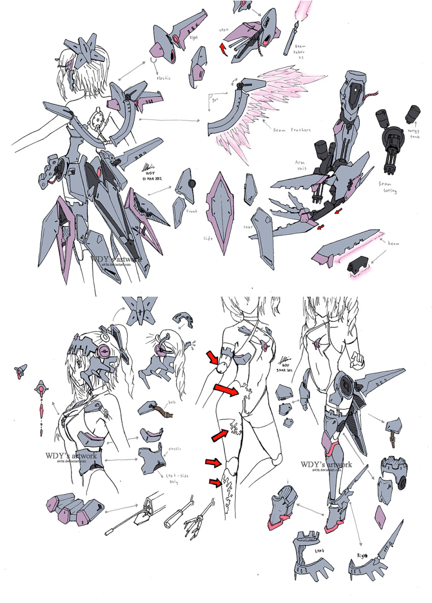 1girl, armlet, armor, armpits, back, bangs, bare_shoulders, barrette