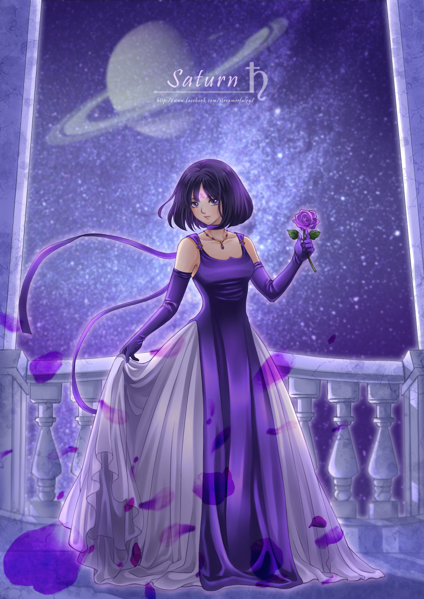 1girl, bishoujo_senshi_sailor_moon, choker, dress, elbow_gloves, flower, full_body, gloves