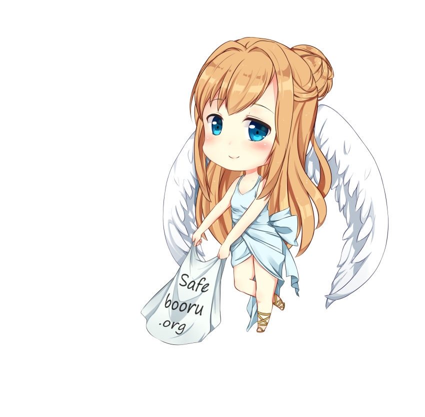 1girl, angel_wings, baby, bangs, blonde_hair, blue_eyes, chibi, girl