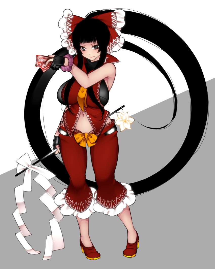 1girl, absurdly_long_hair, adapted_costume, aoshima, bangs, black_eyes, black_gloves, black_hair