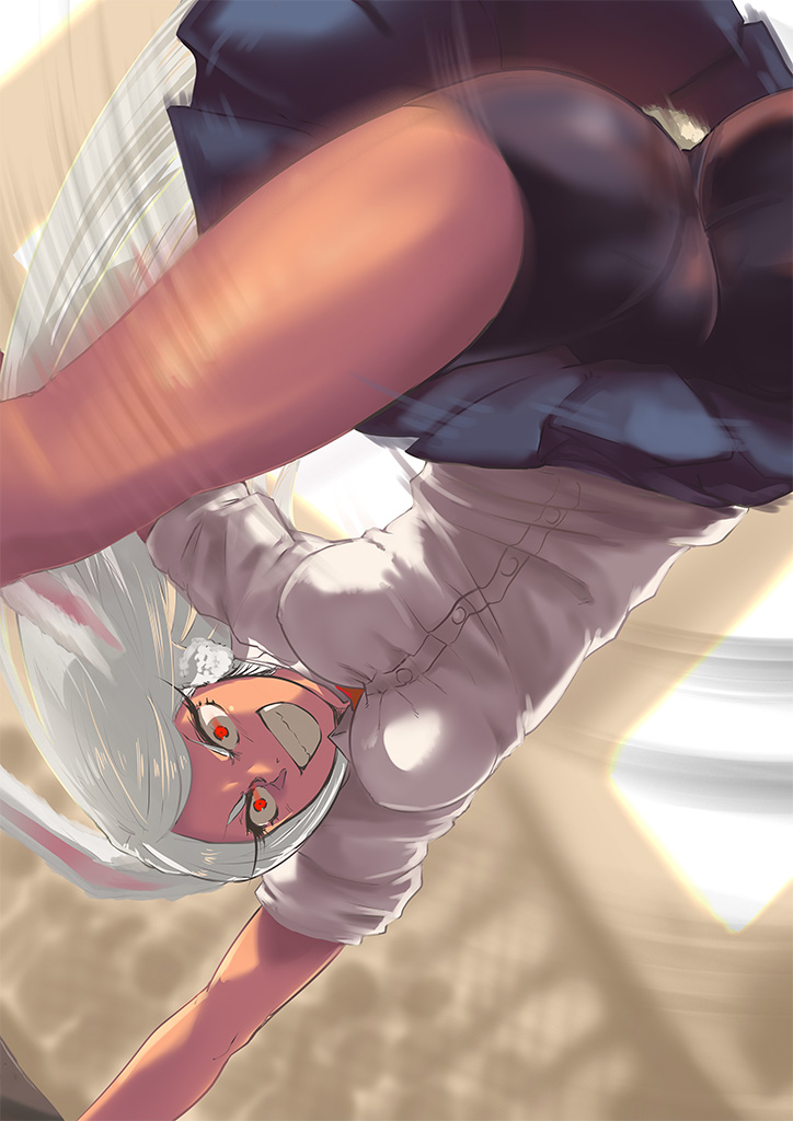 1girl, animal_ears, ass, attack, bare_arms, bare_legs, bike_shorts, boku_no_hero_academia