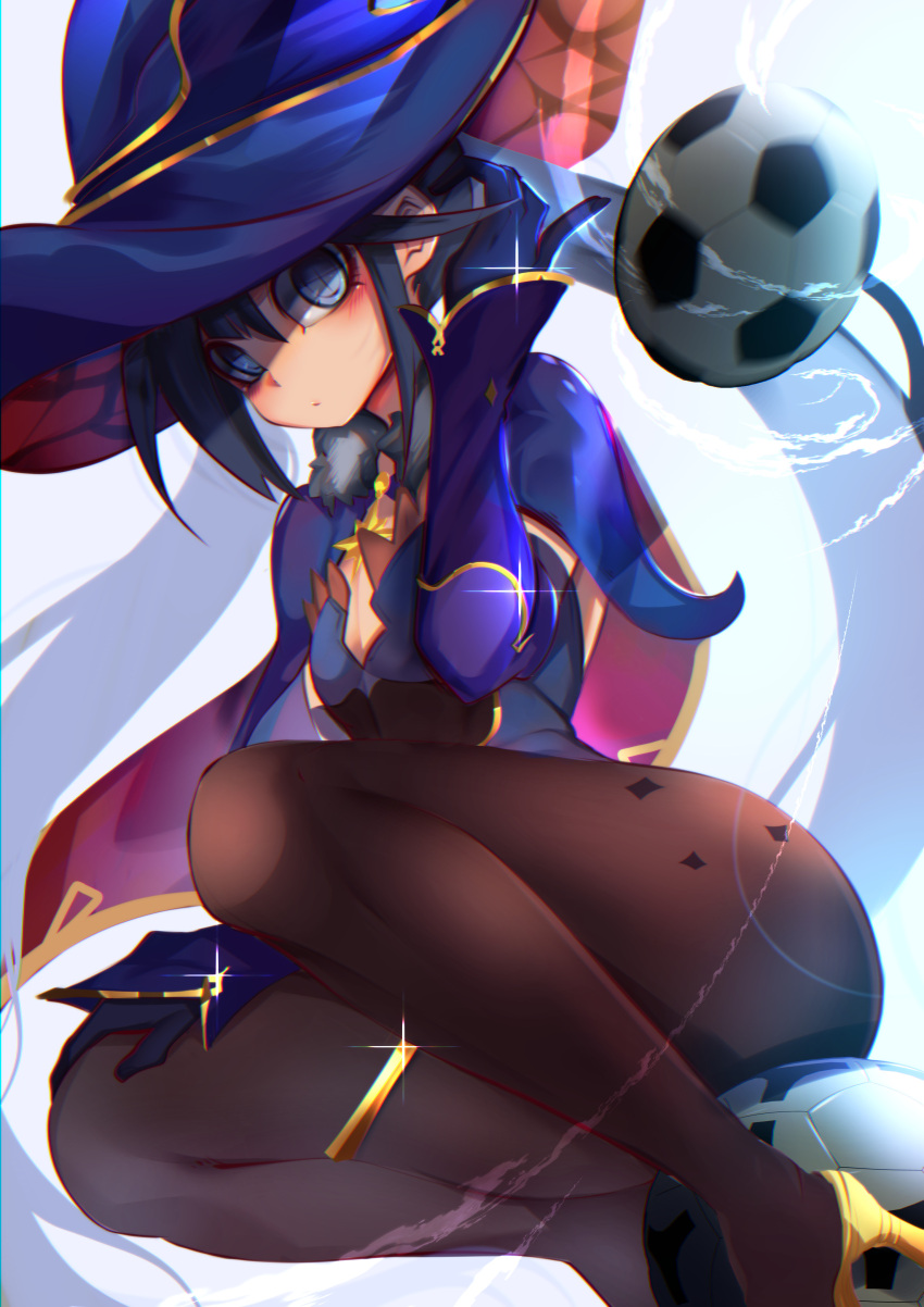 +_+, 1girl, absurdres, animahakim, ass, ball, black_legwear, blue_eyes