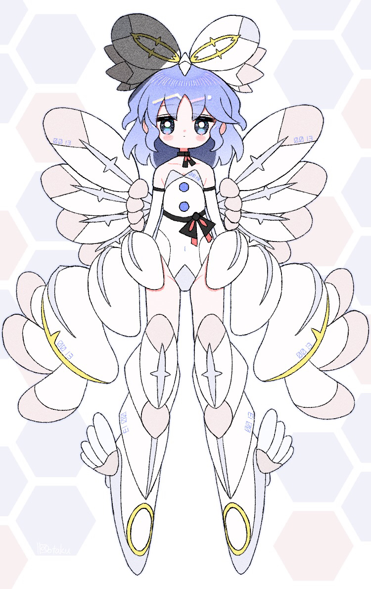 1girl, aqua_eyes, black_choker, blue_hair, blush_stickers, bow, choker, closed_mouth