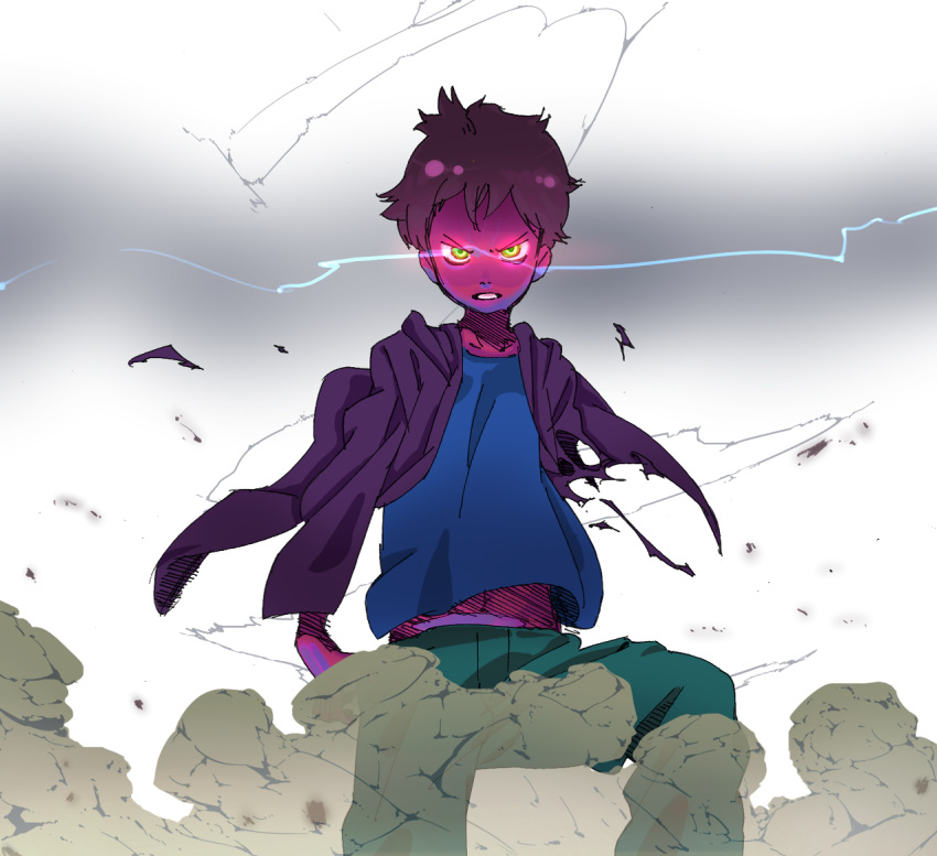 angry, astro_boy, atom, atom_(tetsuwan_atom), bad_id, dust, electricity, glowing