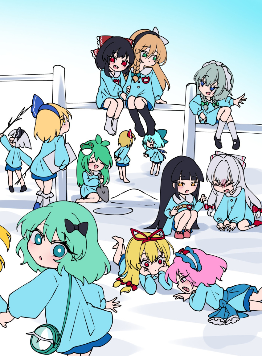 aged_down, alice_margatroid, alice_margatroid_(pc-98), bag, bandaid, black_hair, black_socks, blonde_hair