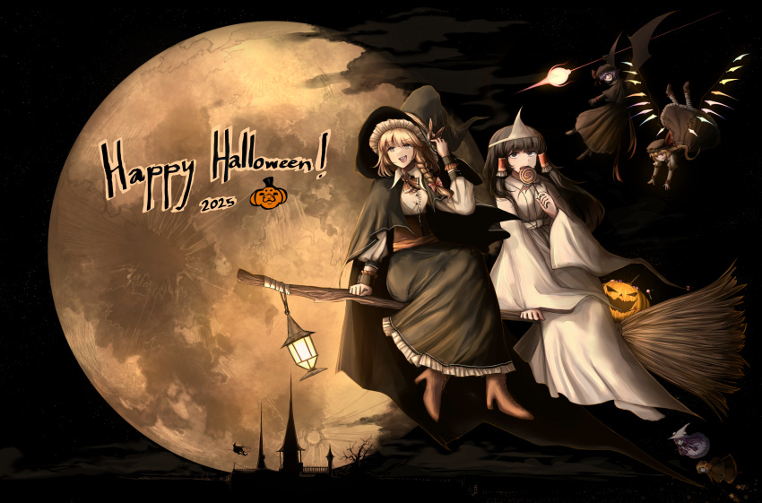 2025, 6+girls, absurdres, alice_margatroid, alternate_costume, alternate_headwear, bat_wings, black_cape