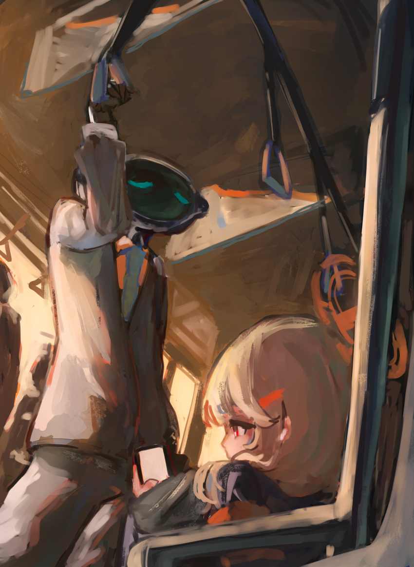 1boy, 1girl, absurdres, android_(blue_archive), aoba_(blue_archive), blonde_hair, blue_archive, cellphone