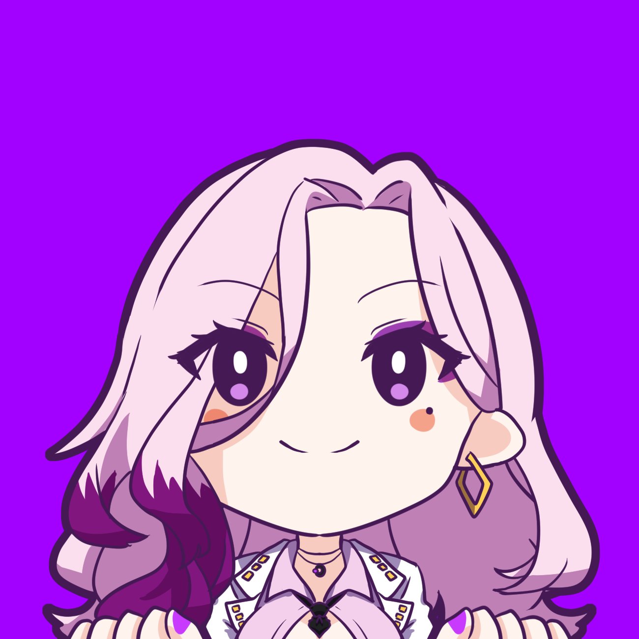 1girl, aomidori96, blush_stickers, chibi, commentary_request, earrings, gradient_background, highres