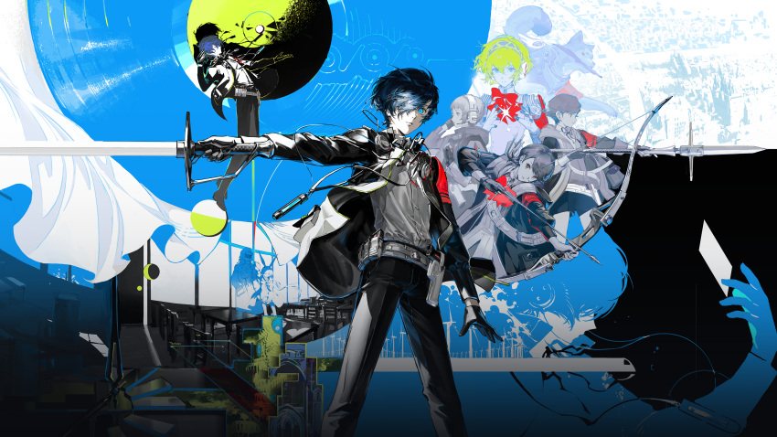 1other, 2boys, 4girls, absurdres, aigis_(persona), amada_ken, ambiguous_gender, amiya_(arknights)