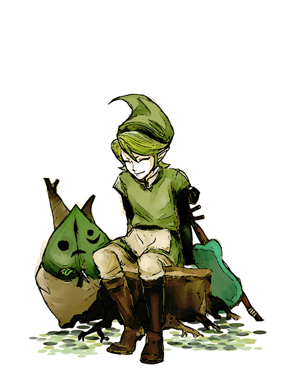 closed_eyes, eyes_closed, fado, green_hair, hat, hosakan_no.2, instrument, korok