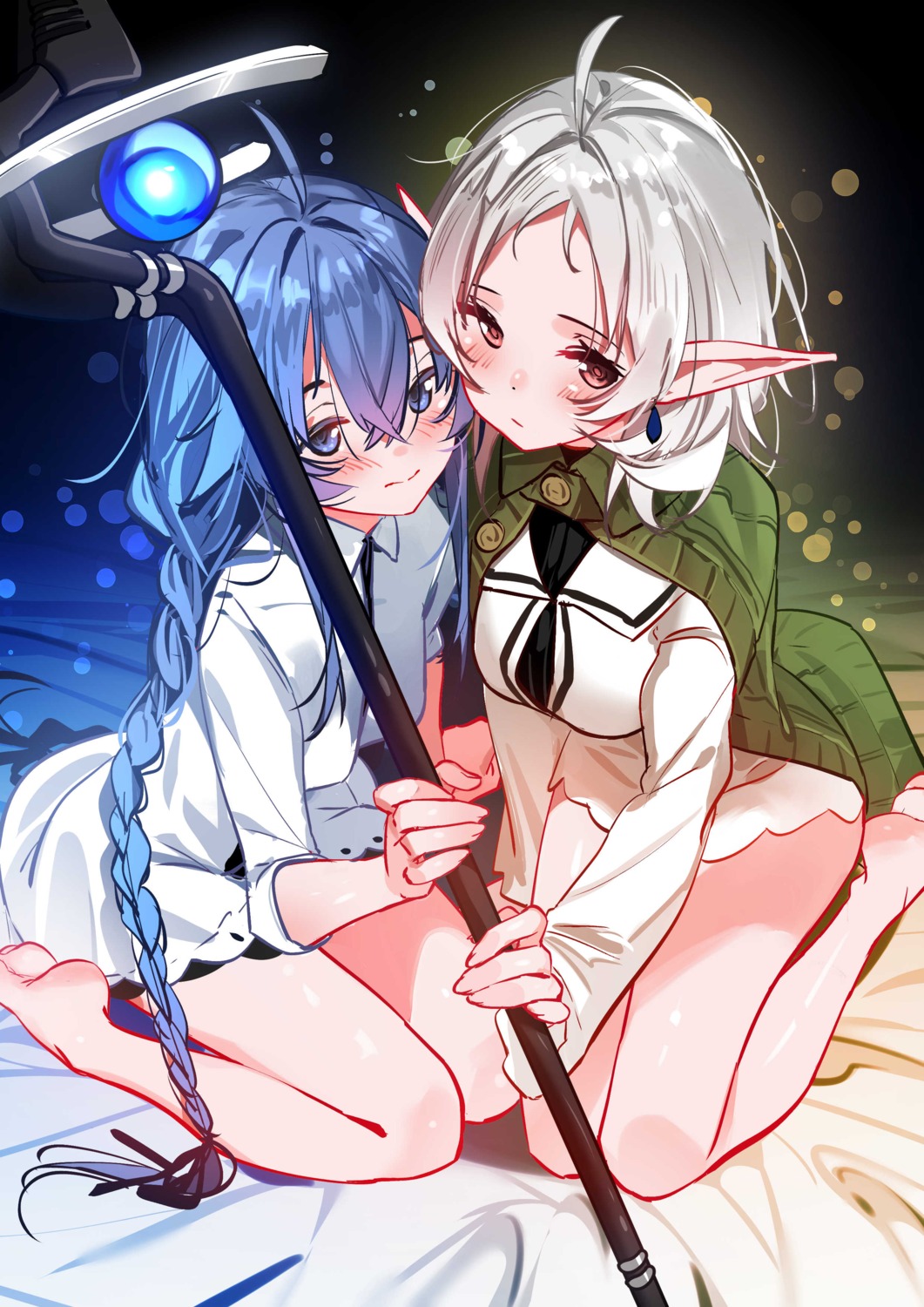 dress, elf, mushoku_tensei, pointy_ears, roxy_migurdia, sweater, sydus, sylphiette