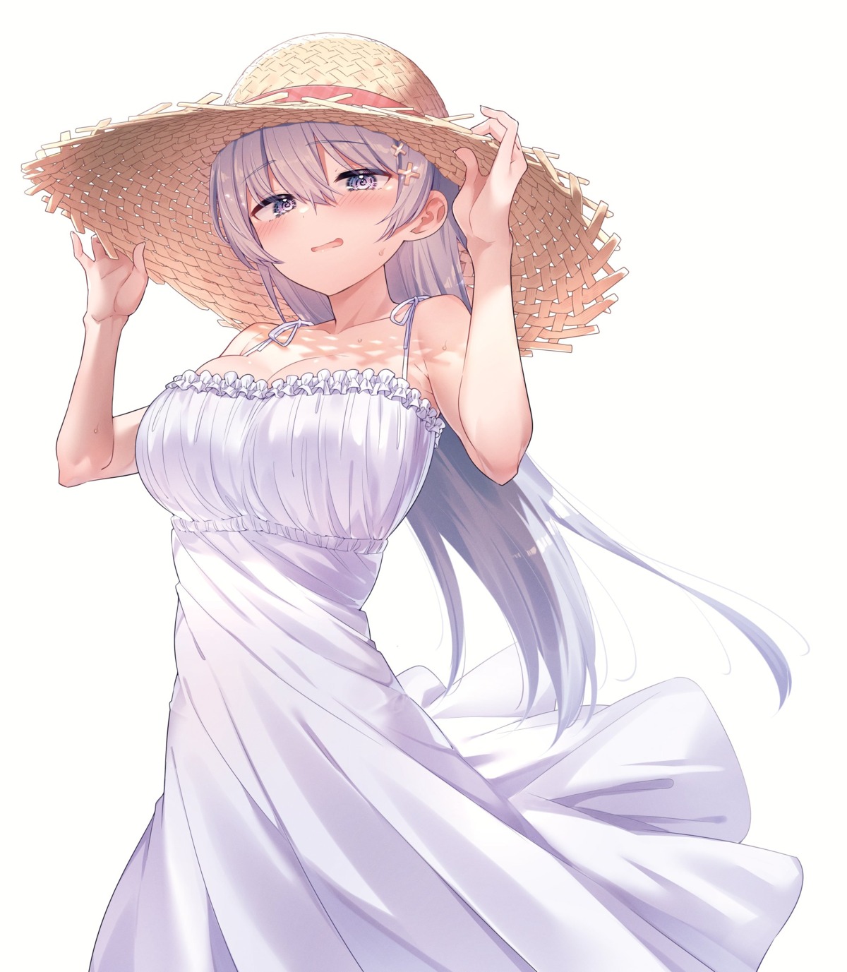 dress, fukuchi_kamio, hiwamura_hiyori, skirt_lift, summer_dress, wet, yowayowa_sensei