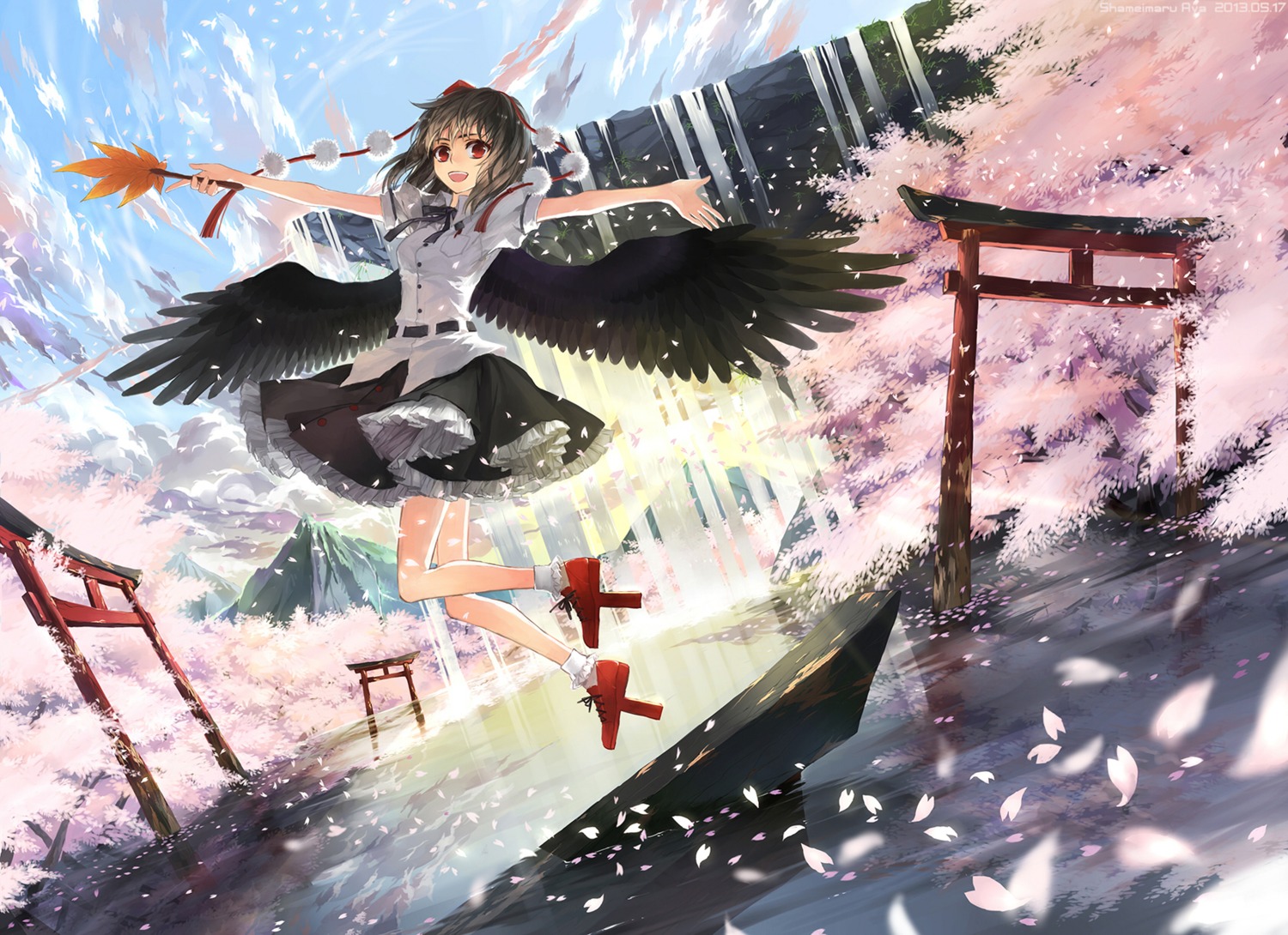 ink, shameimaru_aya, touhou, wings