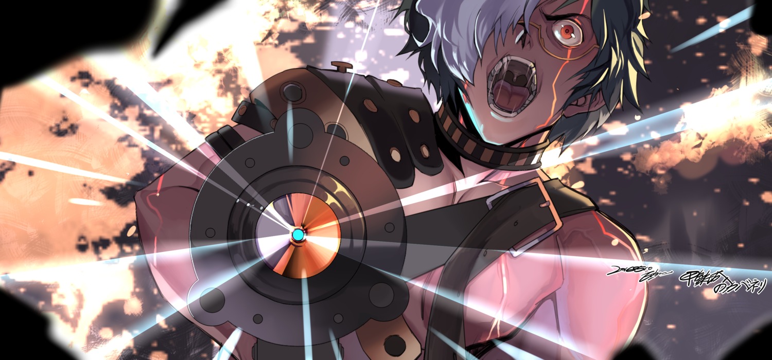 autographed, evolution, gun, ikoma_(kabaneri), koutetsujou_no_kabaneri, male, megane