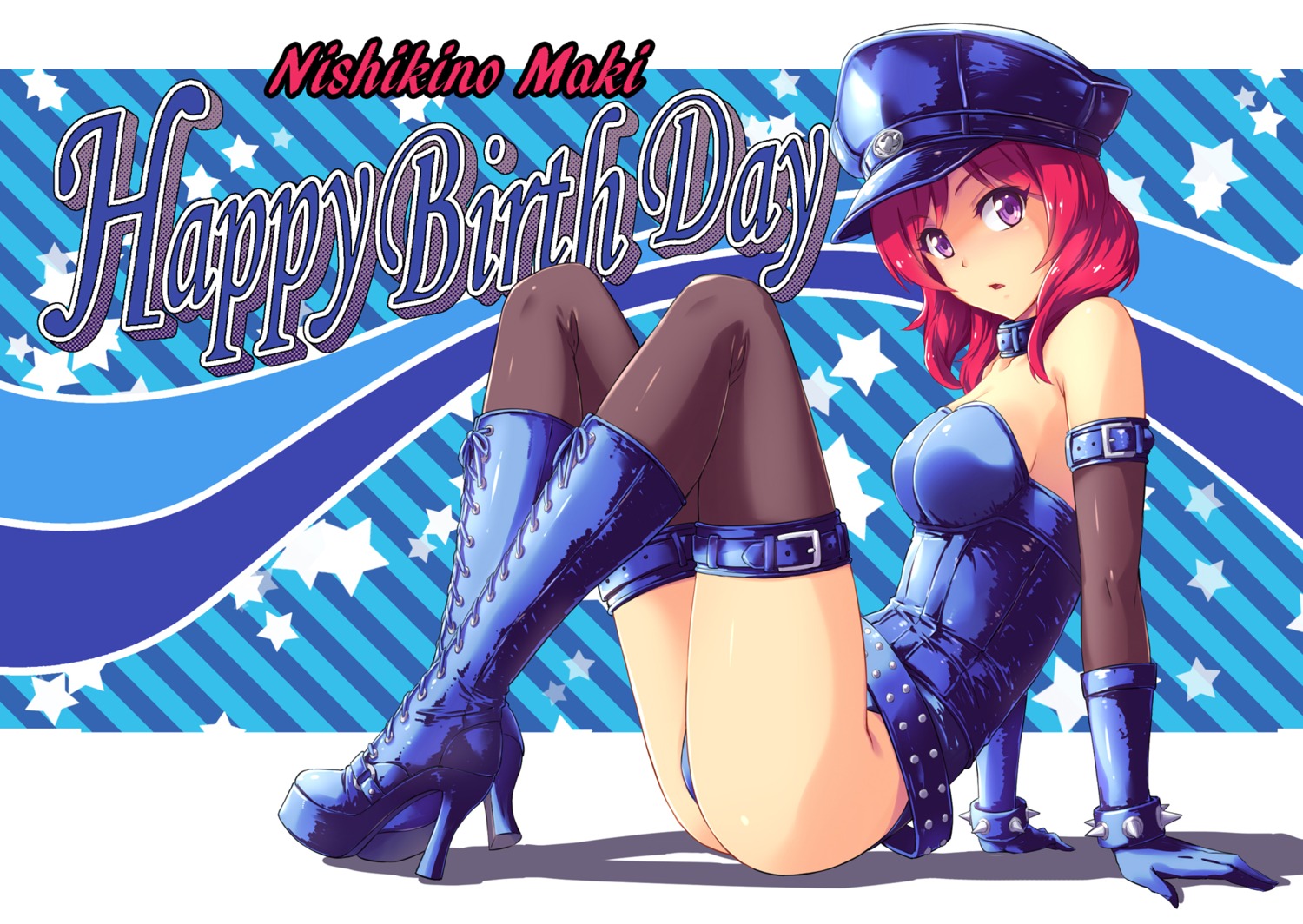 cleavage, fish.boy, heels, love_live!, love_live!_(series), nishikino_maki, thighhighs