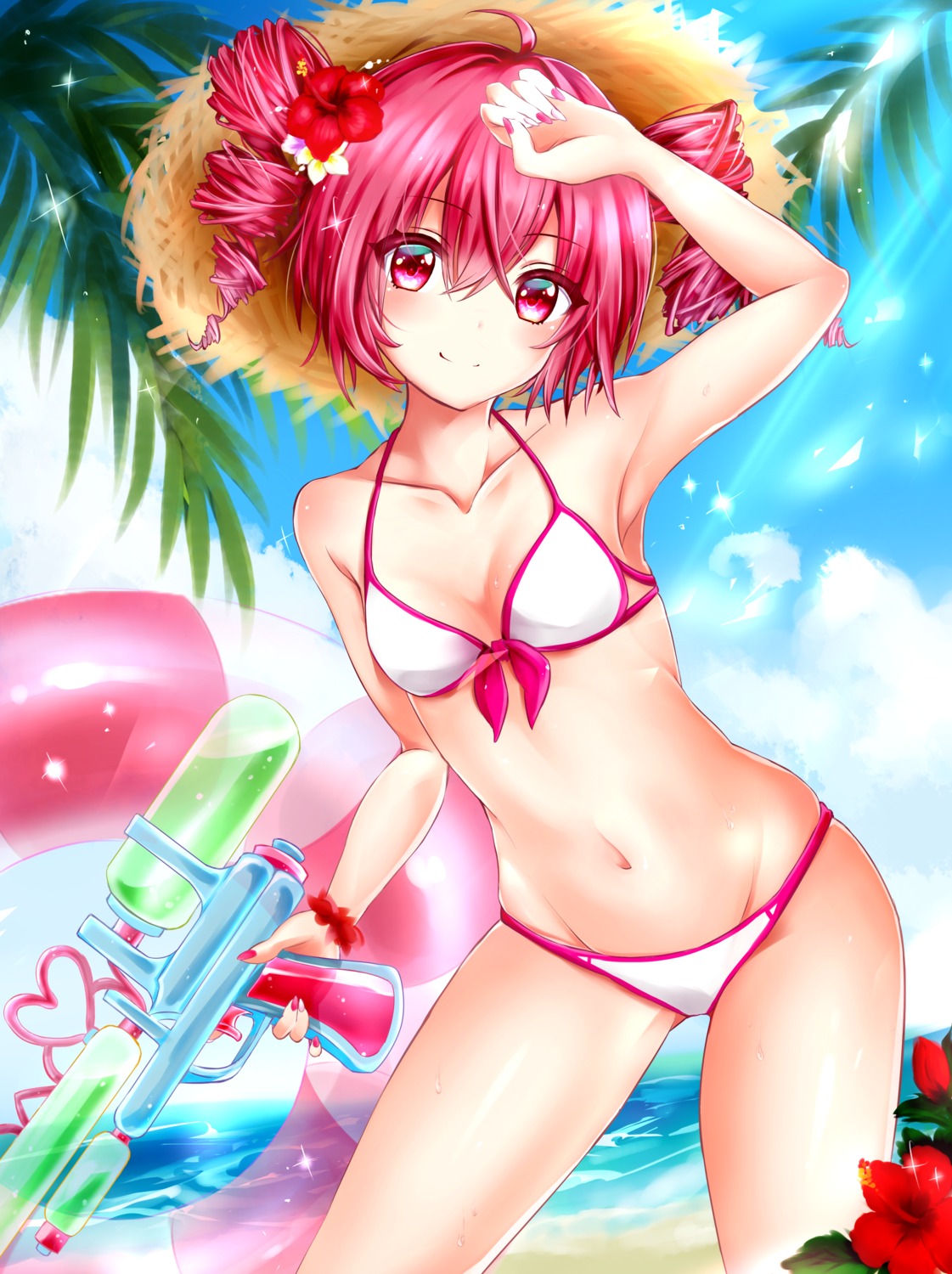 arue-chan, bikini, cleavage, gun, kasane_teto, swimsuits, utau