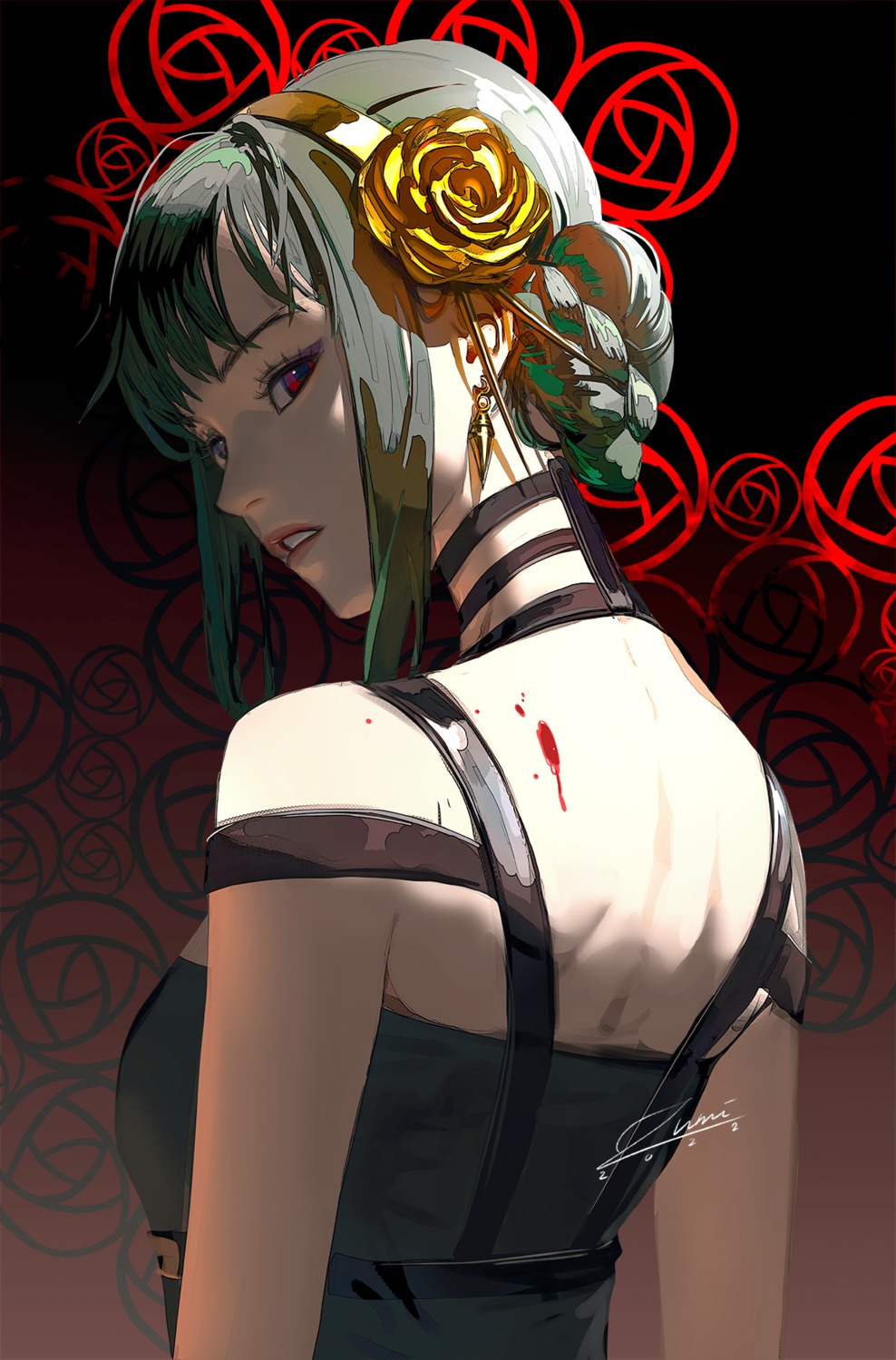 blood, dress, signed, spy_x_family, yor_briar, zumi_(zumidraws)